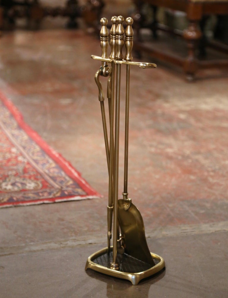 Late 19th Century French Napoleon III Bronze Fireplace Tool Set on