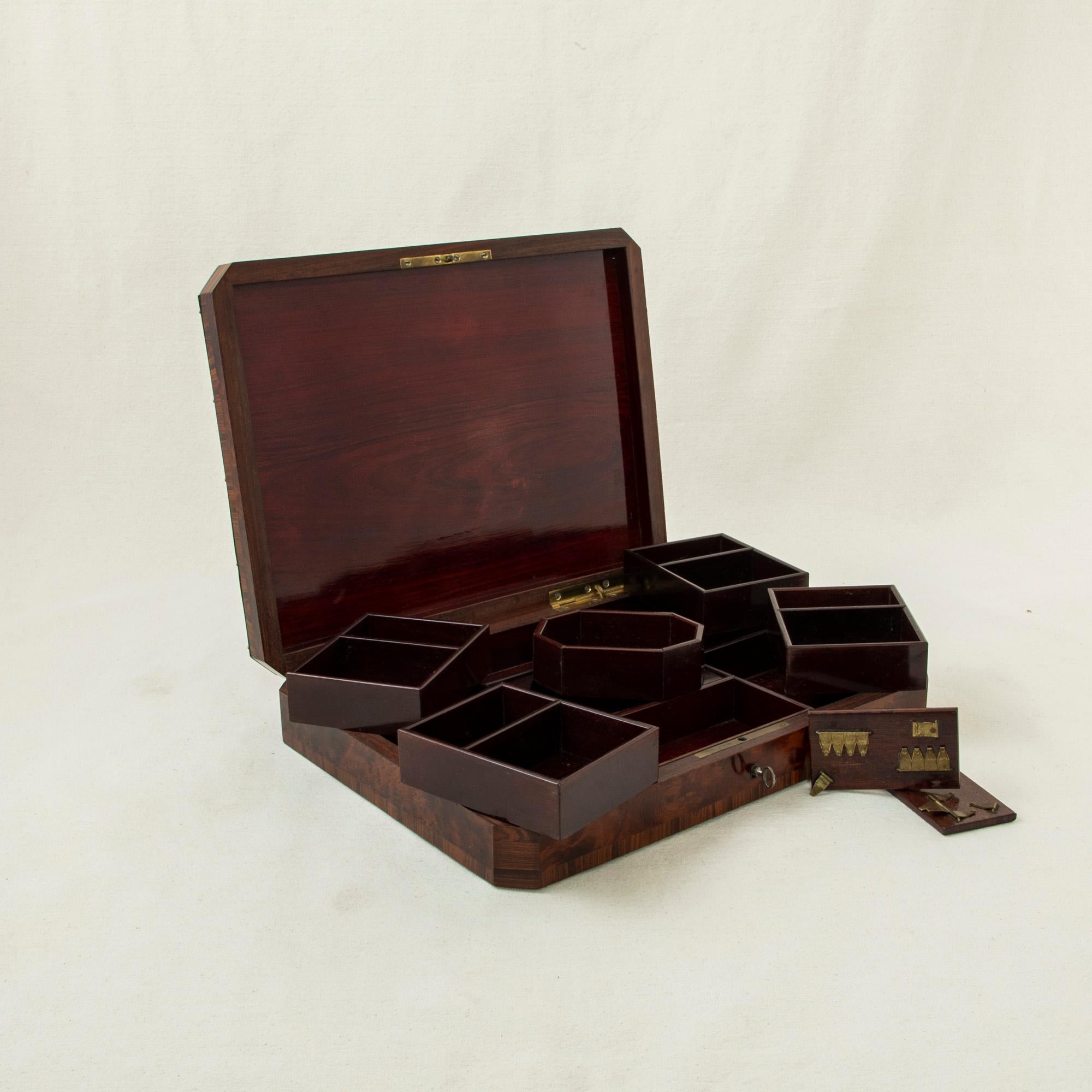 Late 19th Century French Napoleon III Period Marquetry Game Box, Mother of Pearl For Sale 12