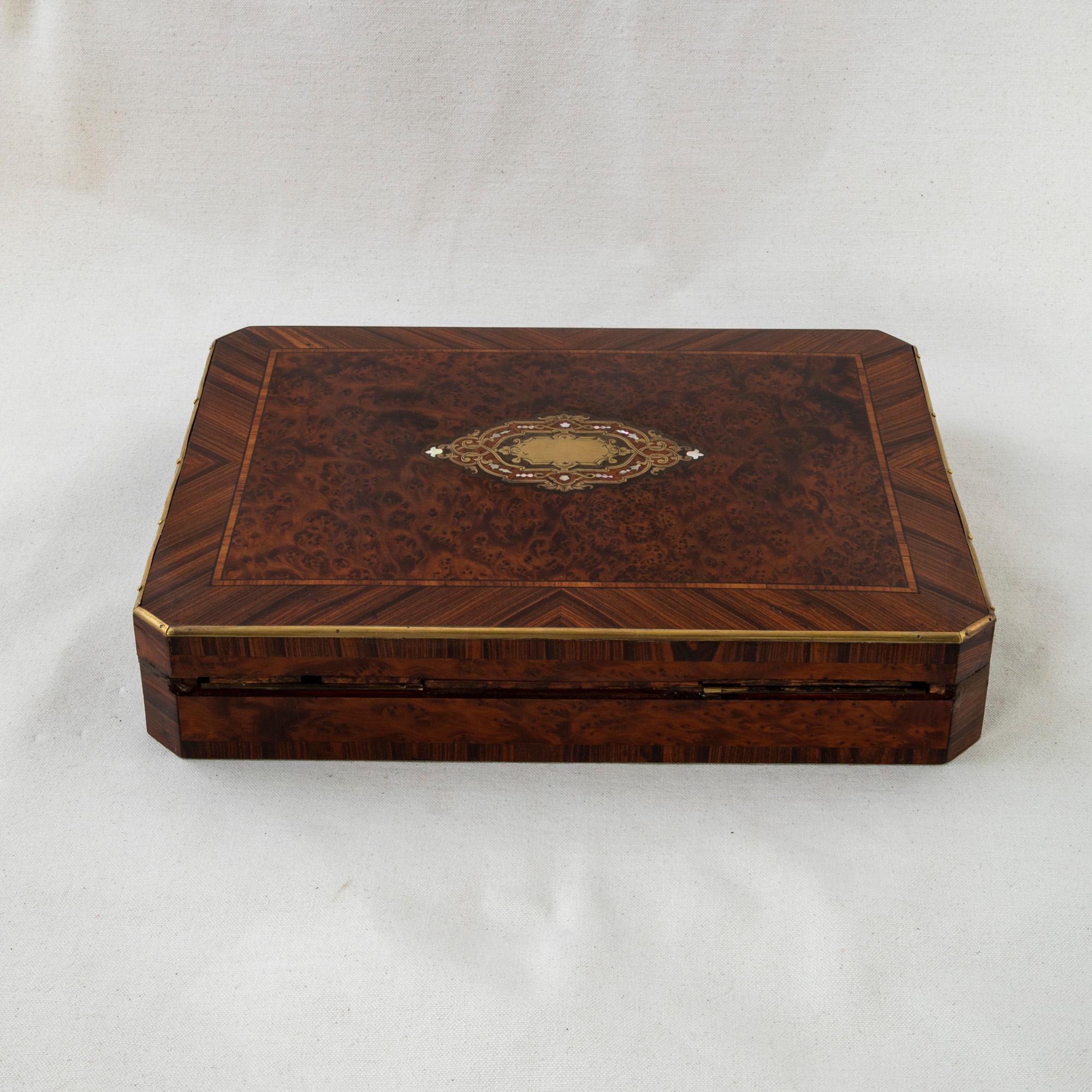 Late 19th Century French Napoleon III Period Marquetry Game Box, Mother of Pearl For Sale 2