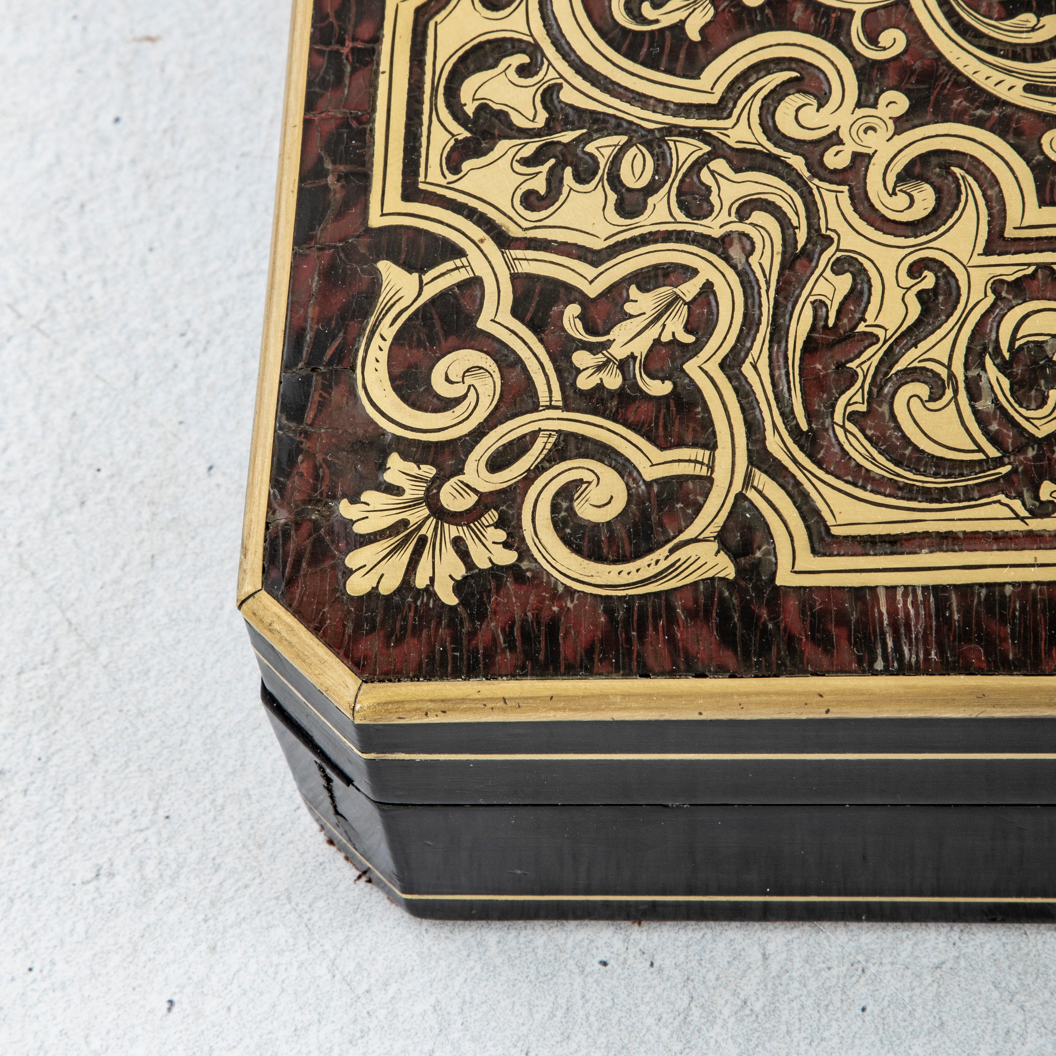 Late 19th Century French Napoleon III Period Palisander Game Box, Tortoise Shell For Sale 11
