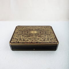 Late 19th Century French Napoleon III Period Palisander Game Box, Tortoise Shell