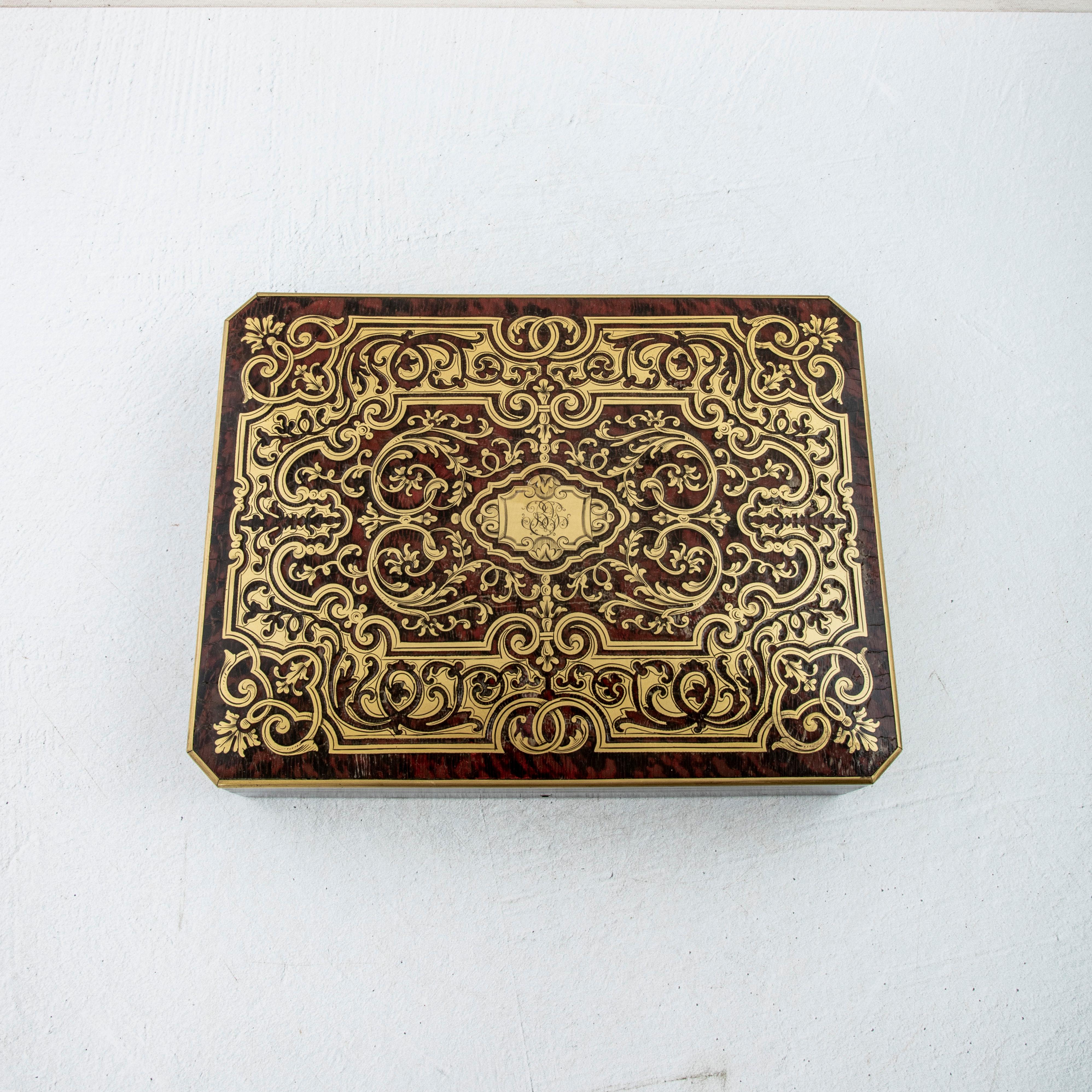 Inlay Late 19th Century French Napoleon III Period Palisander Game Box, Tortoise Shell For Sale