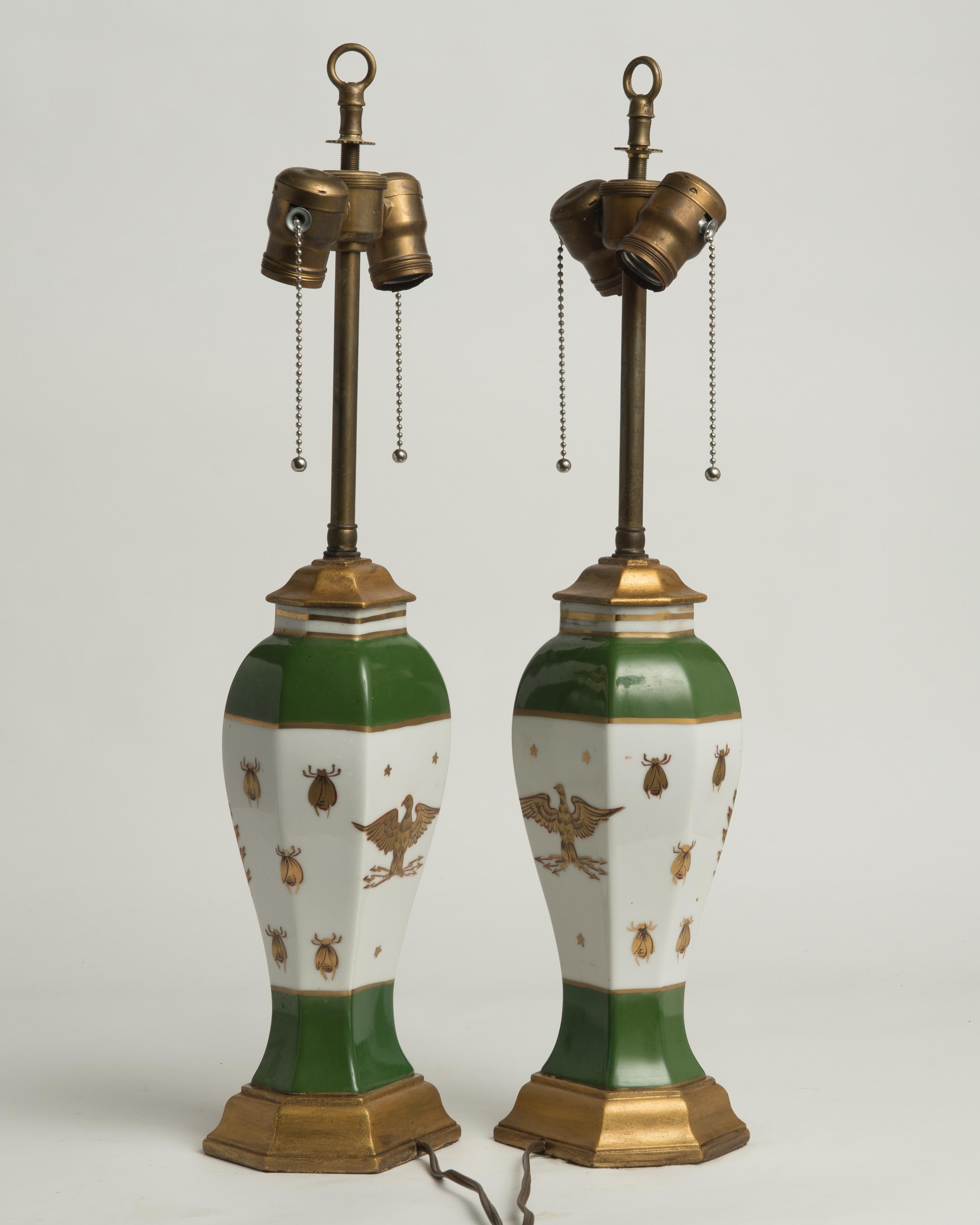Porcelain Late 19th Century French Napoleonic Lamps Style of Sèvres, a Pair