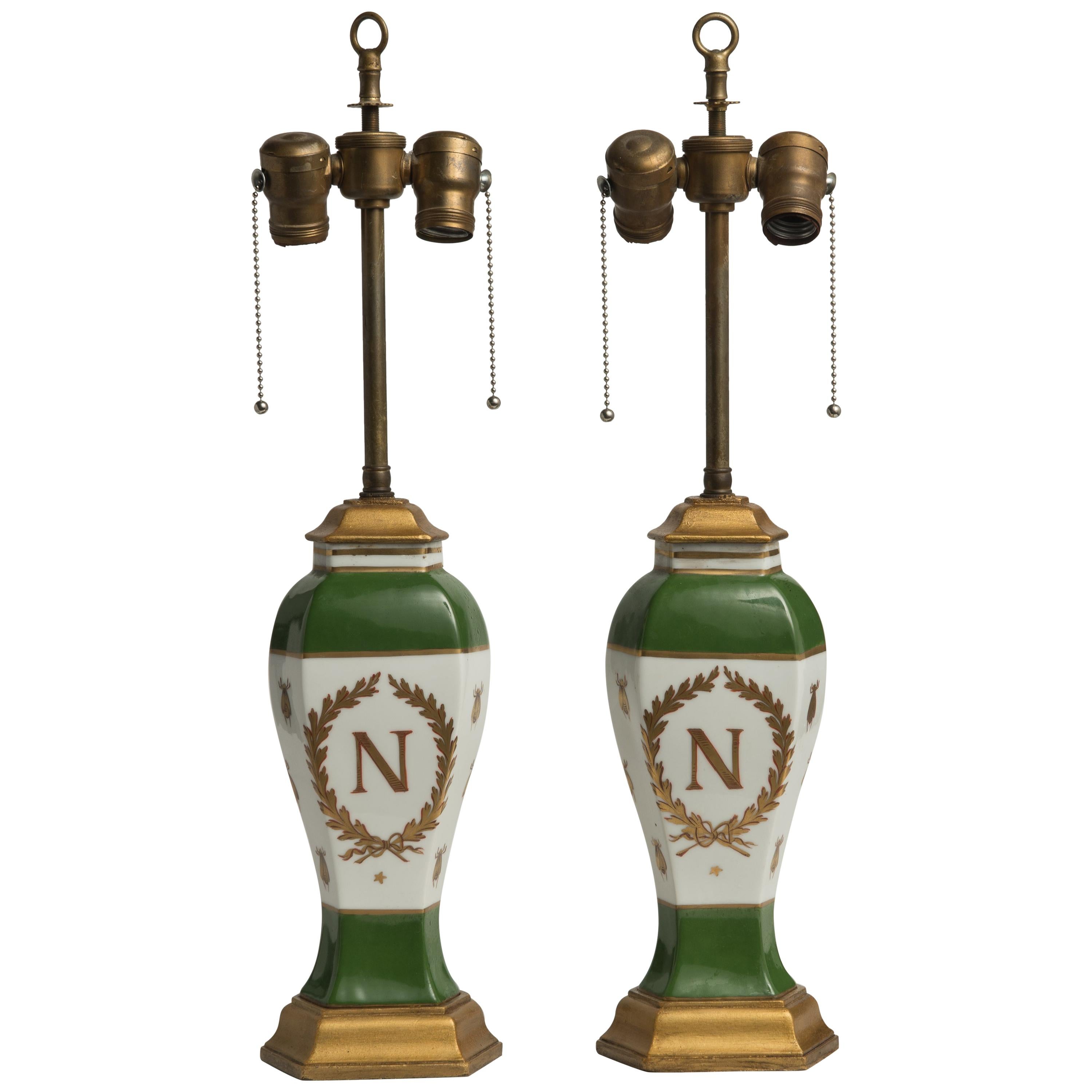 Late 19th Century French Napoleonic Lamps Style of Sèvres, a Pair
