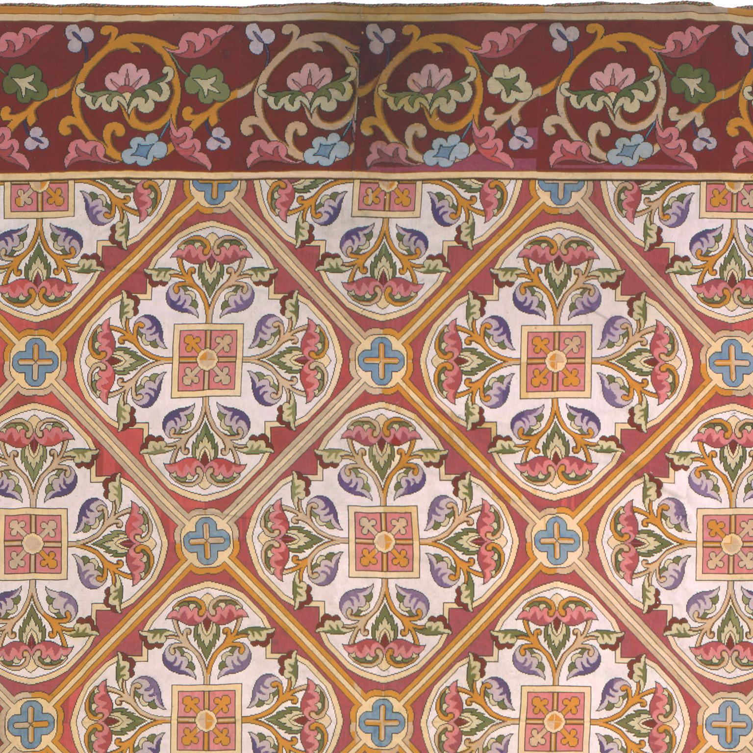 Late 19th Century French Needlepoint Carpet In Good Condition For Sale In New York, NY