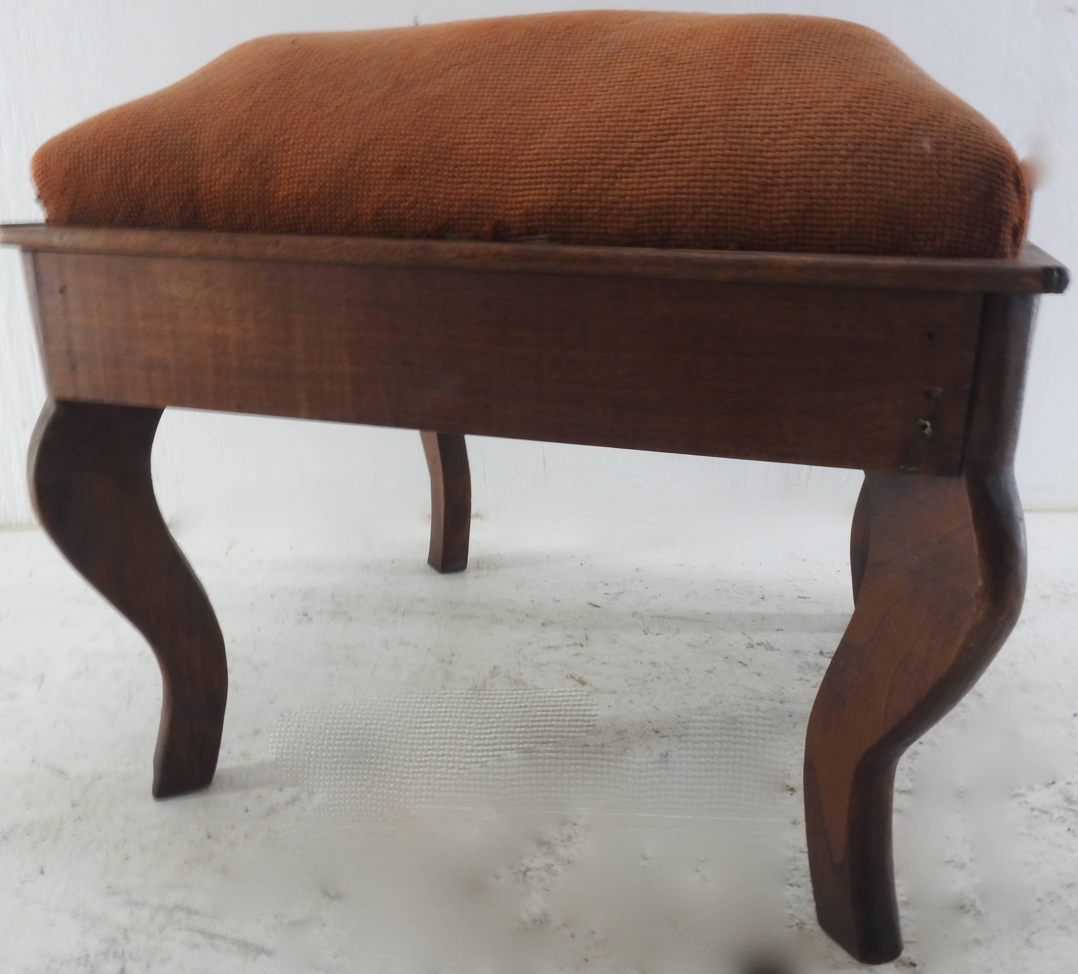 Thread Late 19th Century French Needlepoint Foot Stool For Sale