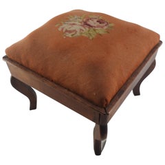Antique Late 19th Century French Needlepoint Foot Stool