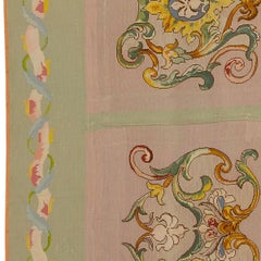 Late 19th Century French Needlepoint Rug Carpet Floral Wool Hand Woven