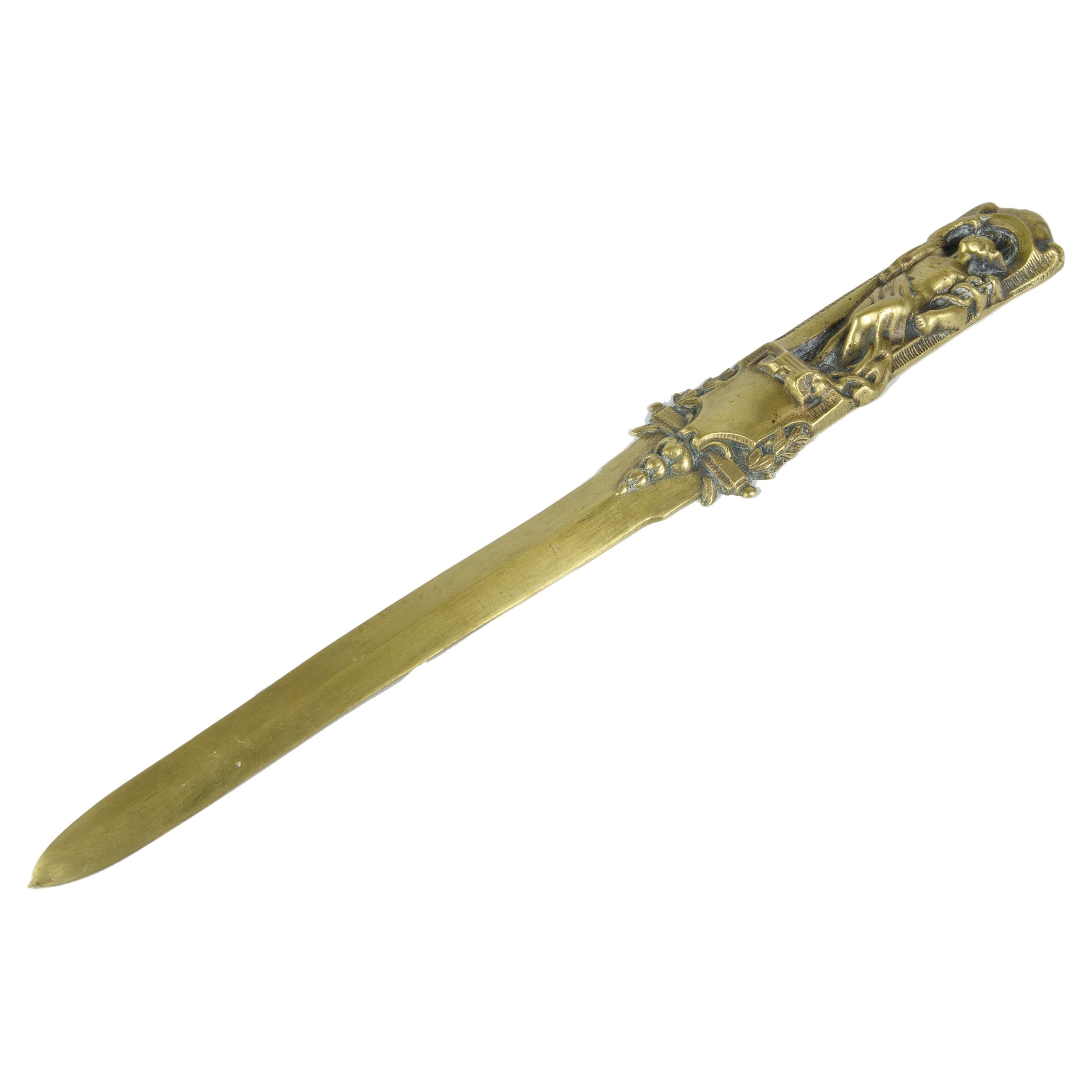 Late 19th Century French Neoclassical Bronze Letter Opener with Mercury Handle