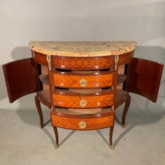 Late 19th Century French Neoclassical Demi Lune Cabinet with Breche Marble