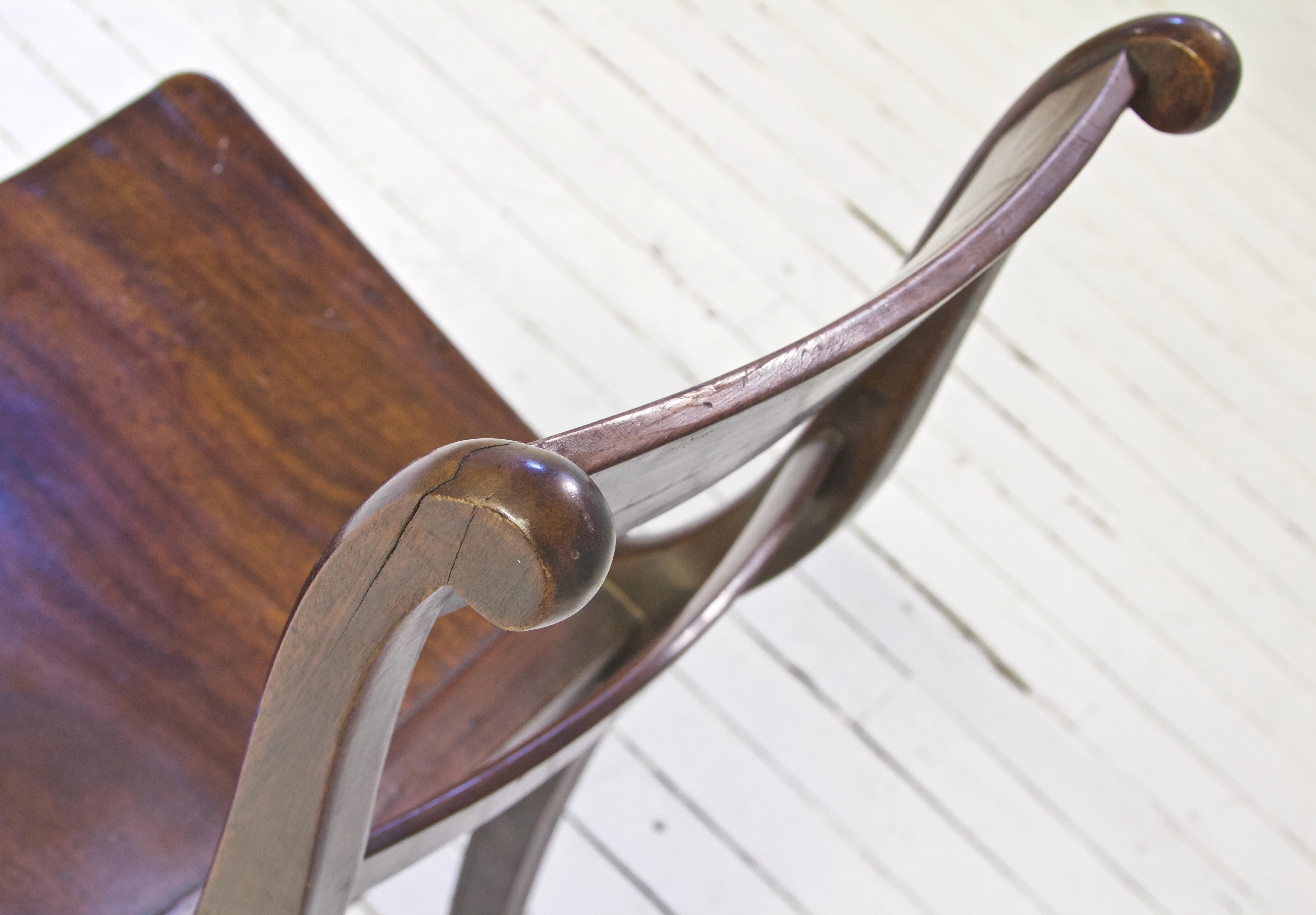 Late 19th Century French Neoclassical Desk Chair in Cuban Mahogany 3