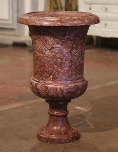 Late 19th Century French Neoclassical Fluted Patinated Red Marble Urn