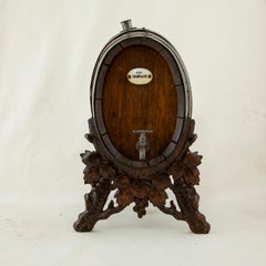 Baril à champagne français de la fin du XIXe siècle en chêne et fer de couleur cognac étiqueté