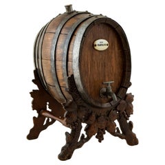 Late 19th Century French Oak and Iron Cognac Barrel Labeled Fine Champagne