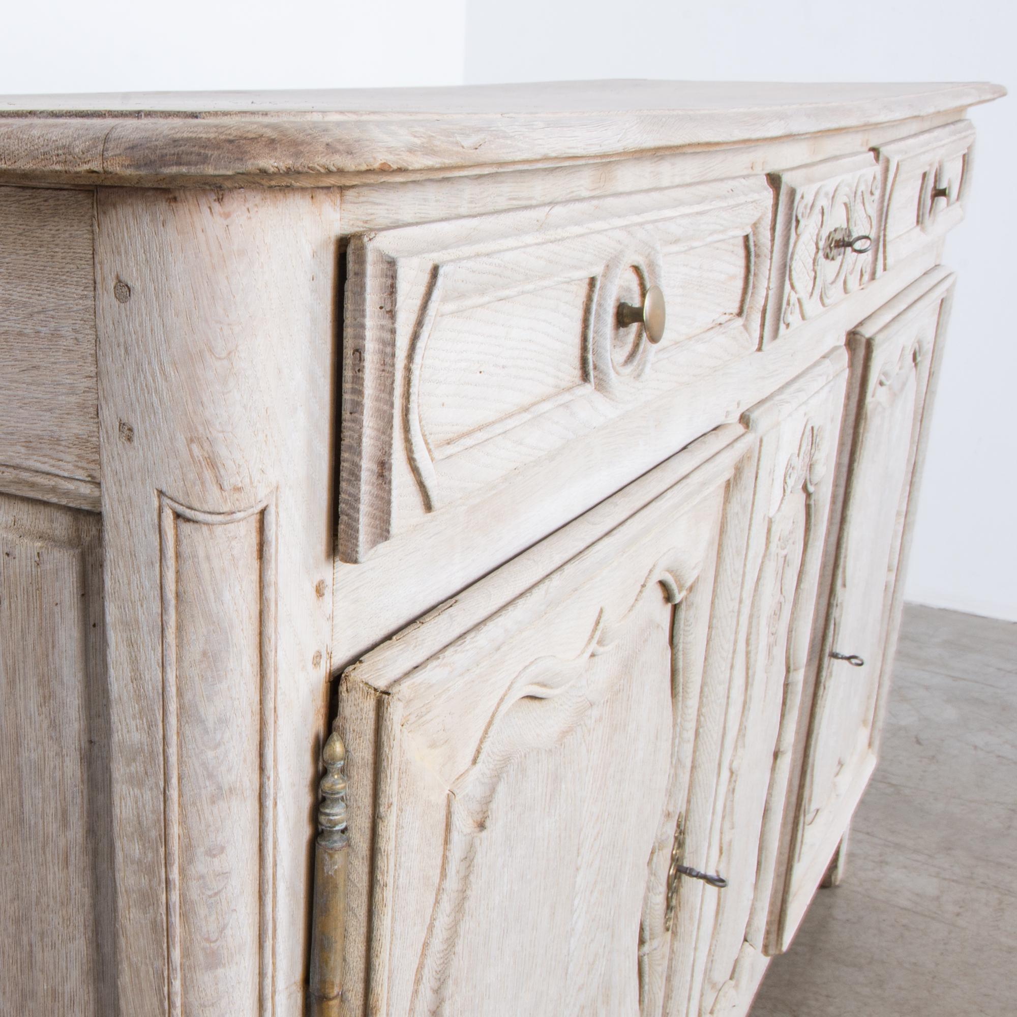 Brass Late 19th Century French Oak Buffet Cabinet