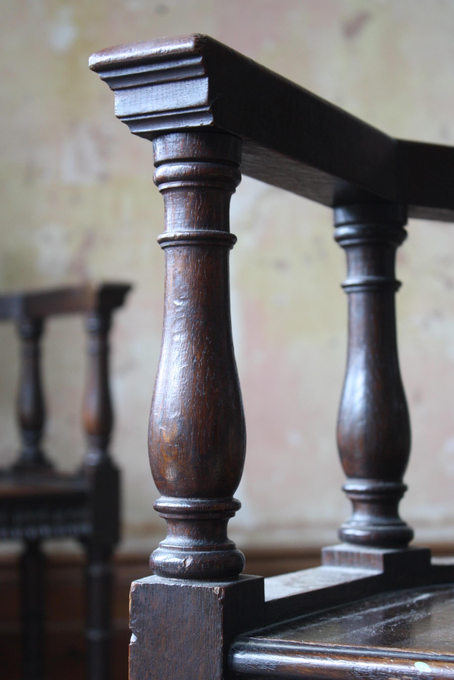 Late 19th Century French Oak Caquetoire Grotesque Pan Carved Armchairs  For Sale 10