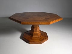Late 19th-Century French Oak Center Table with Octagonial top