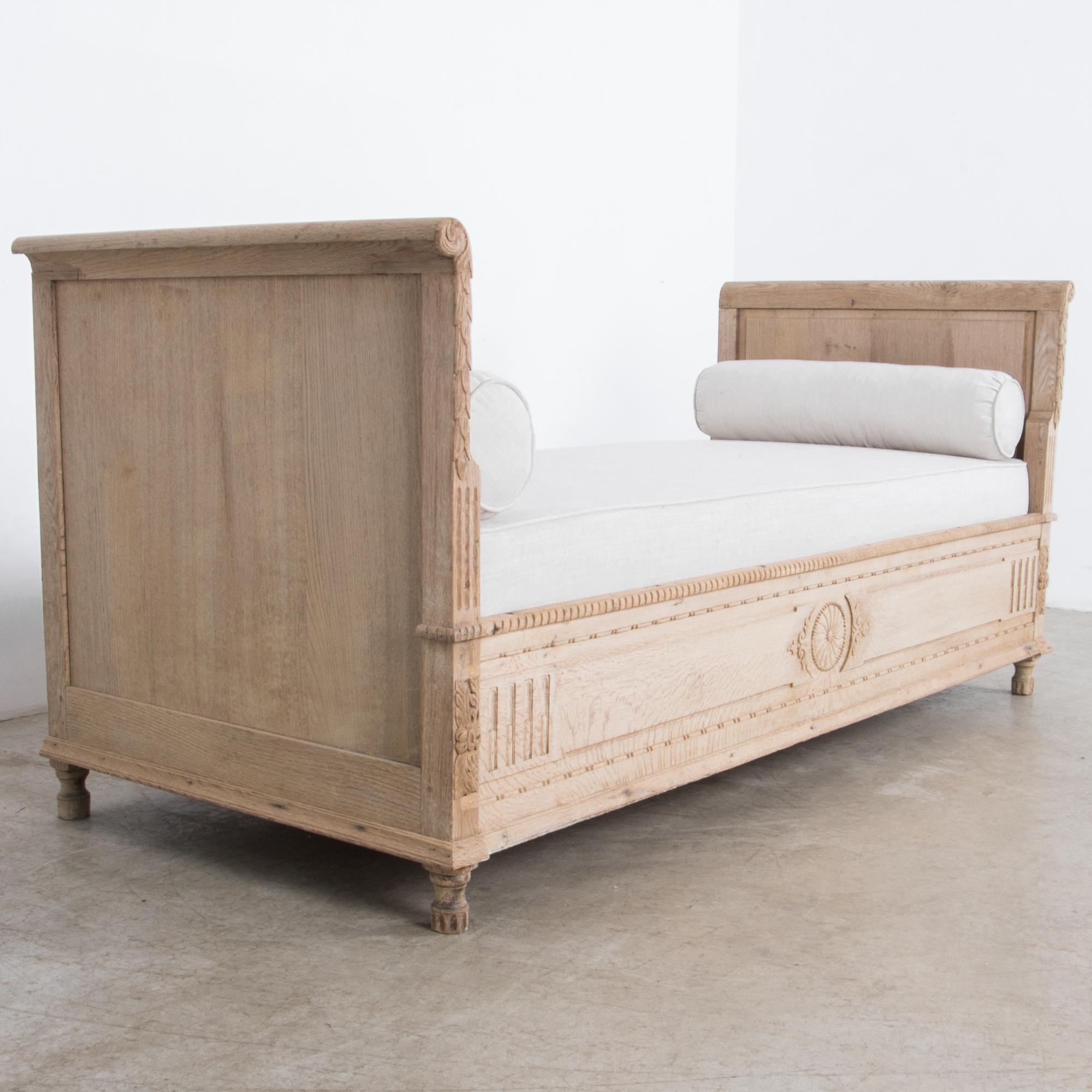 Bleached Late 19th Century French Oak Day Bed