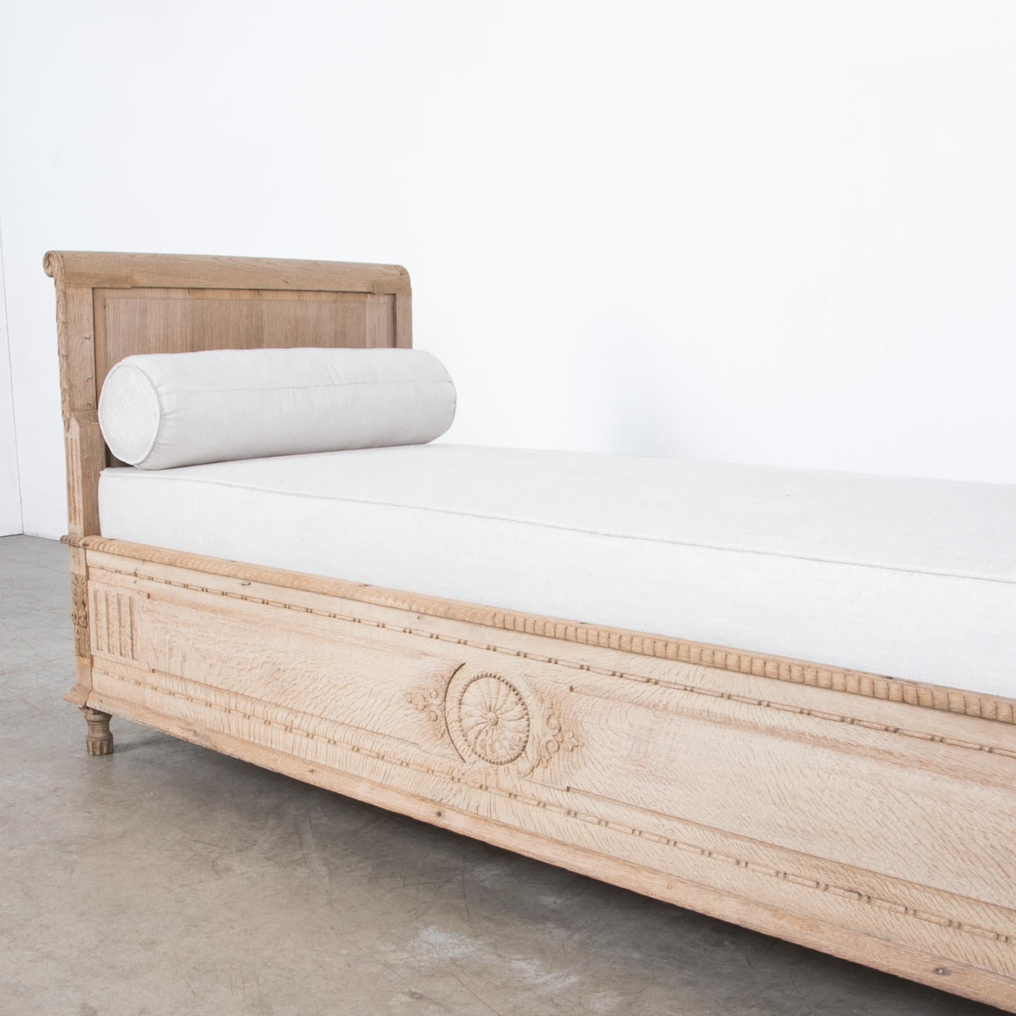 Fabric Late 19th Century French Oak Day Bed