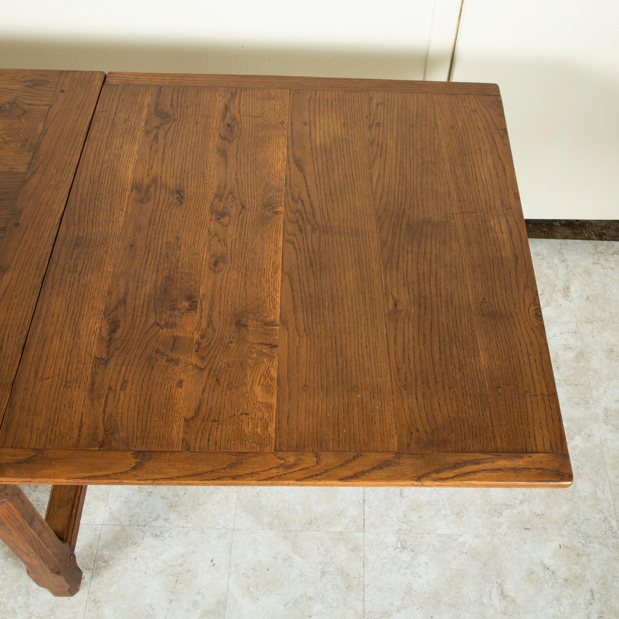 Late 19th Century French Oak Farm Table with Draw Leaves 8