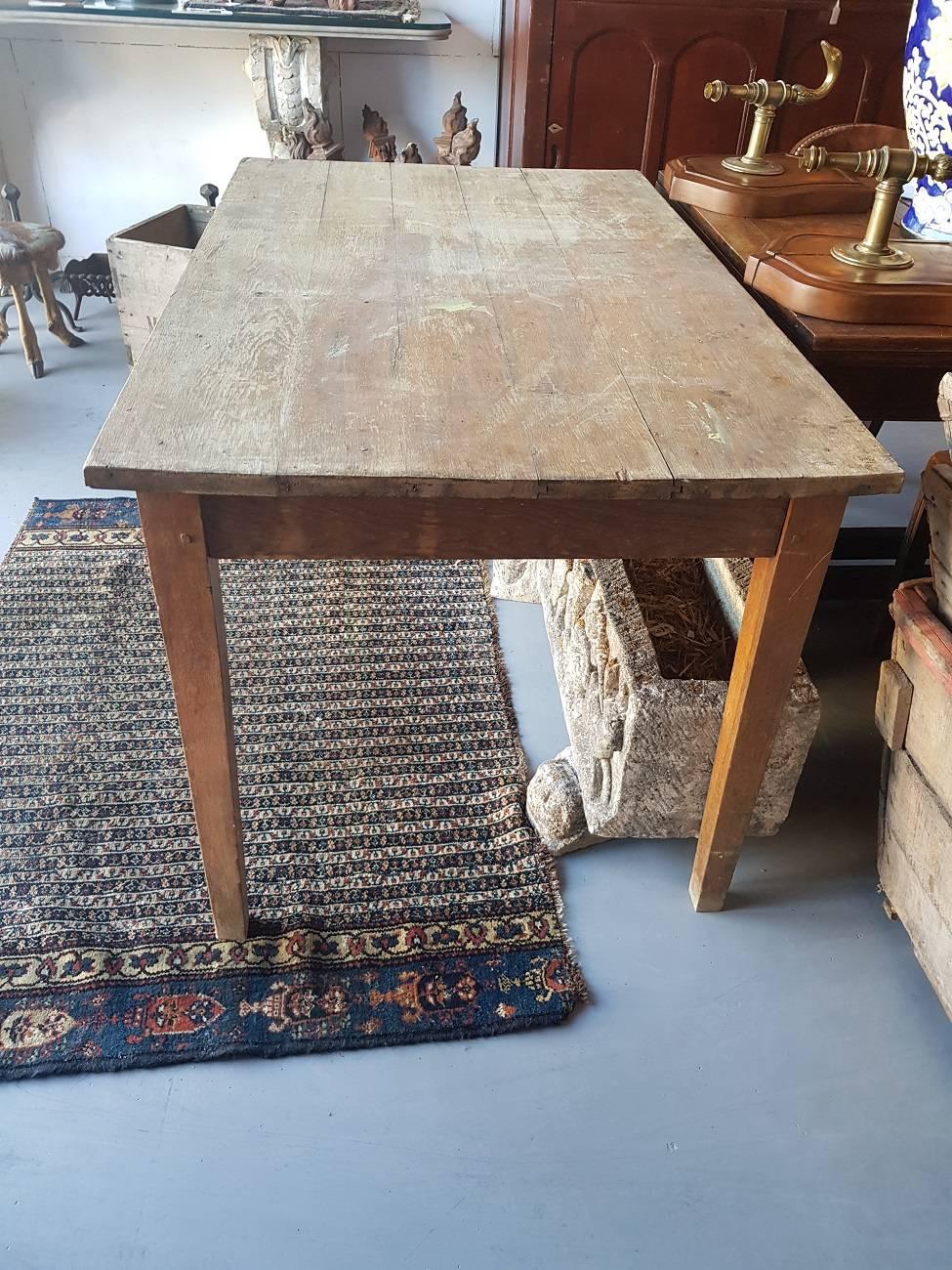 Late 19th Century French Oak Kitchen Farm Table 2