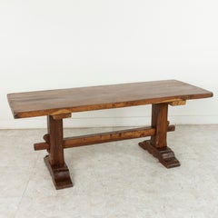 Late 19th Century French Oak Monastery Table, Farm Table, Trestle Dining Table