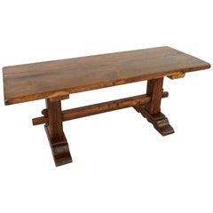 Late 19th Century French Oak Monastery Table, Farm Table, Trestle Dining Table