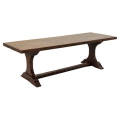 Late 19th Century French Oak Monastery Trestle Table or Dining Table