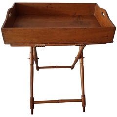 Late 19th Century French Oak Serving Table with Tray