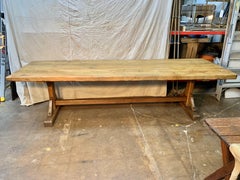 Late 19th Century French Oak Trestle Farm Table