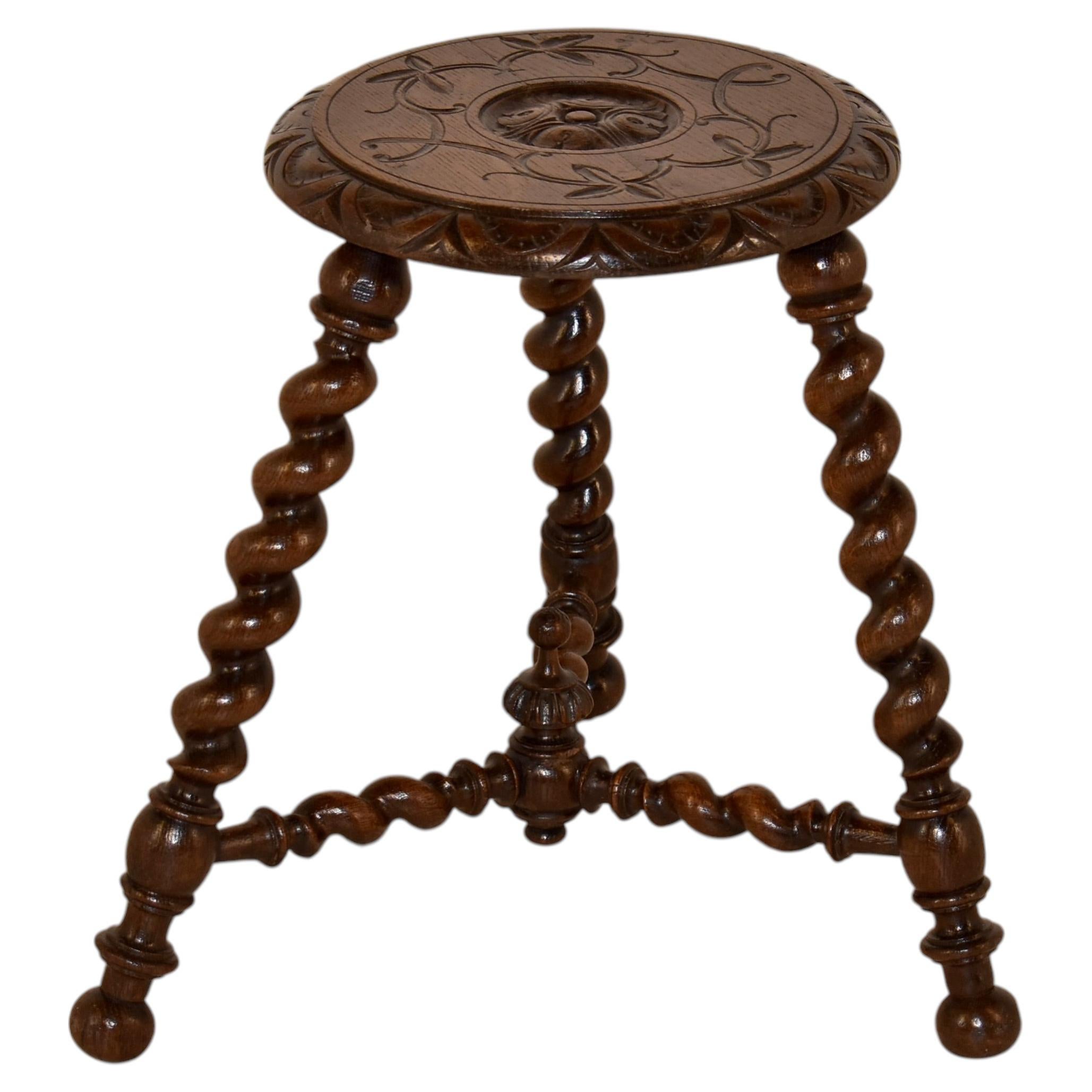 Late 19th Century French Oak Tripod Stool For Sale