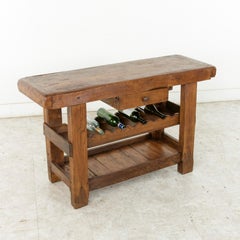 Late 19th Century French Oak Work Bench, Console Table, Sofa Table, or Dry Bar
