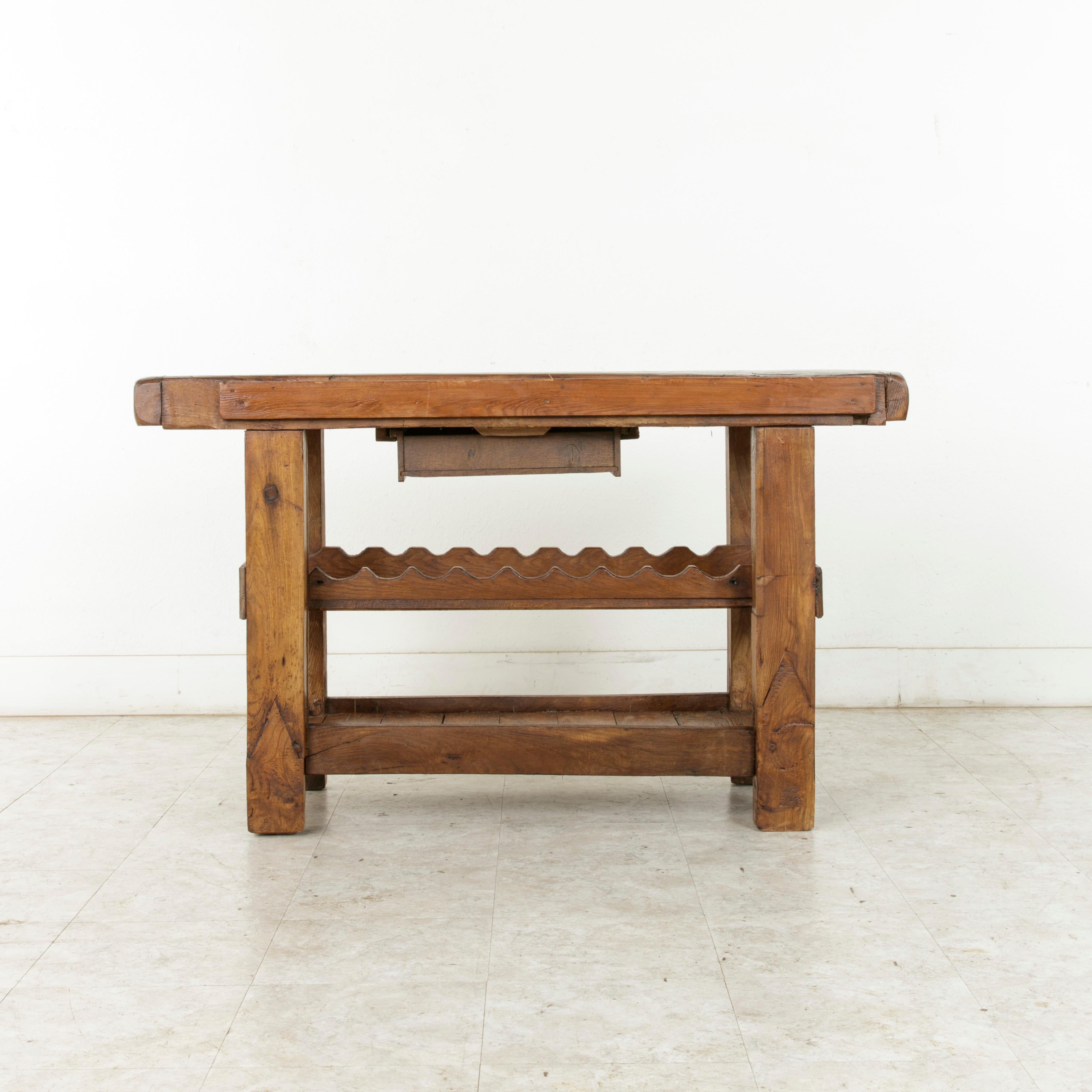 Late 19th Century French Oak Work Bench, Console Table, Sofa Table, or Dry Bar 1