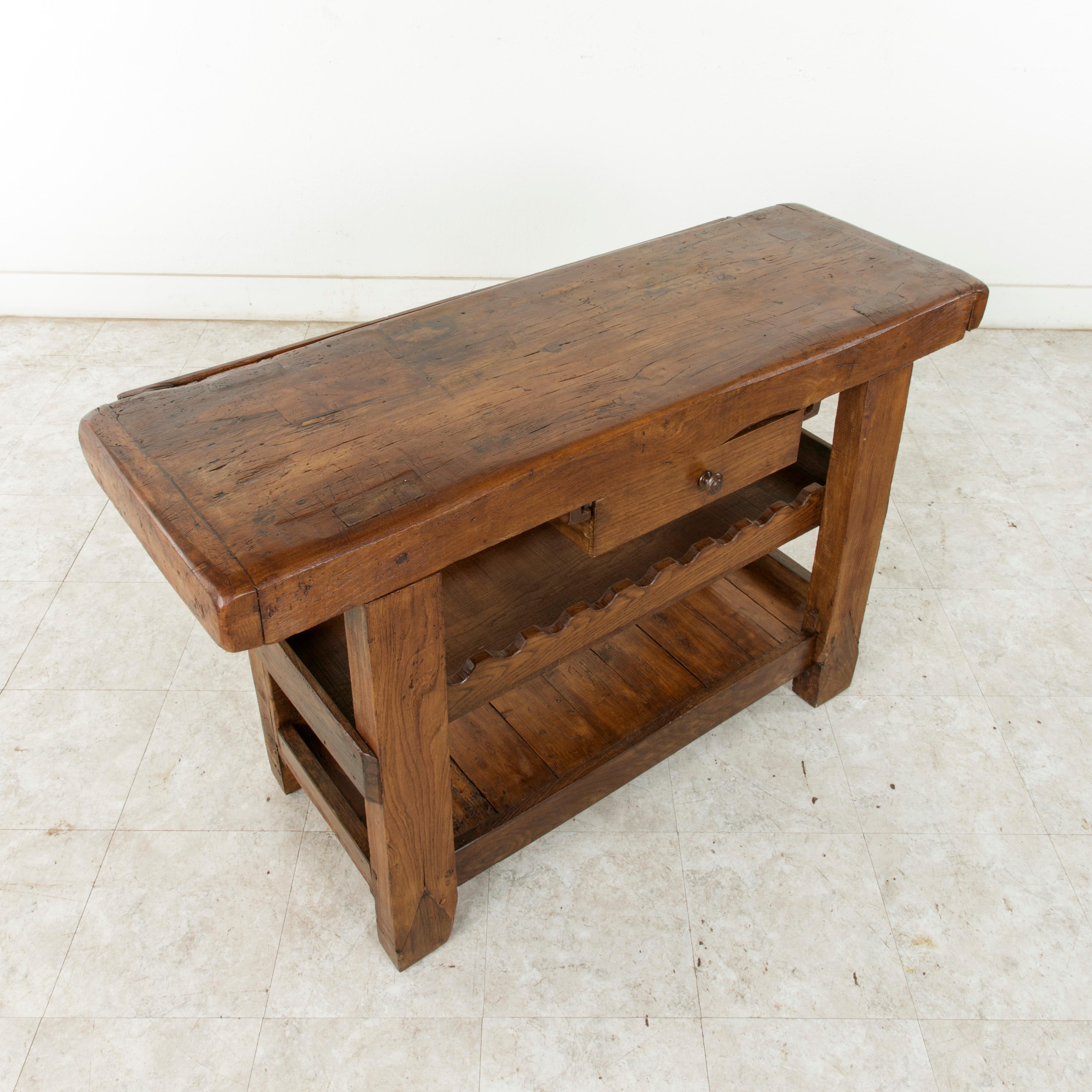 Late 19th Century French Oak Work Bench, Console Table, Sofa Table, or Dry Bar 3