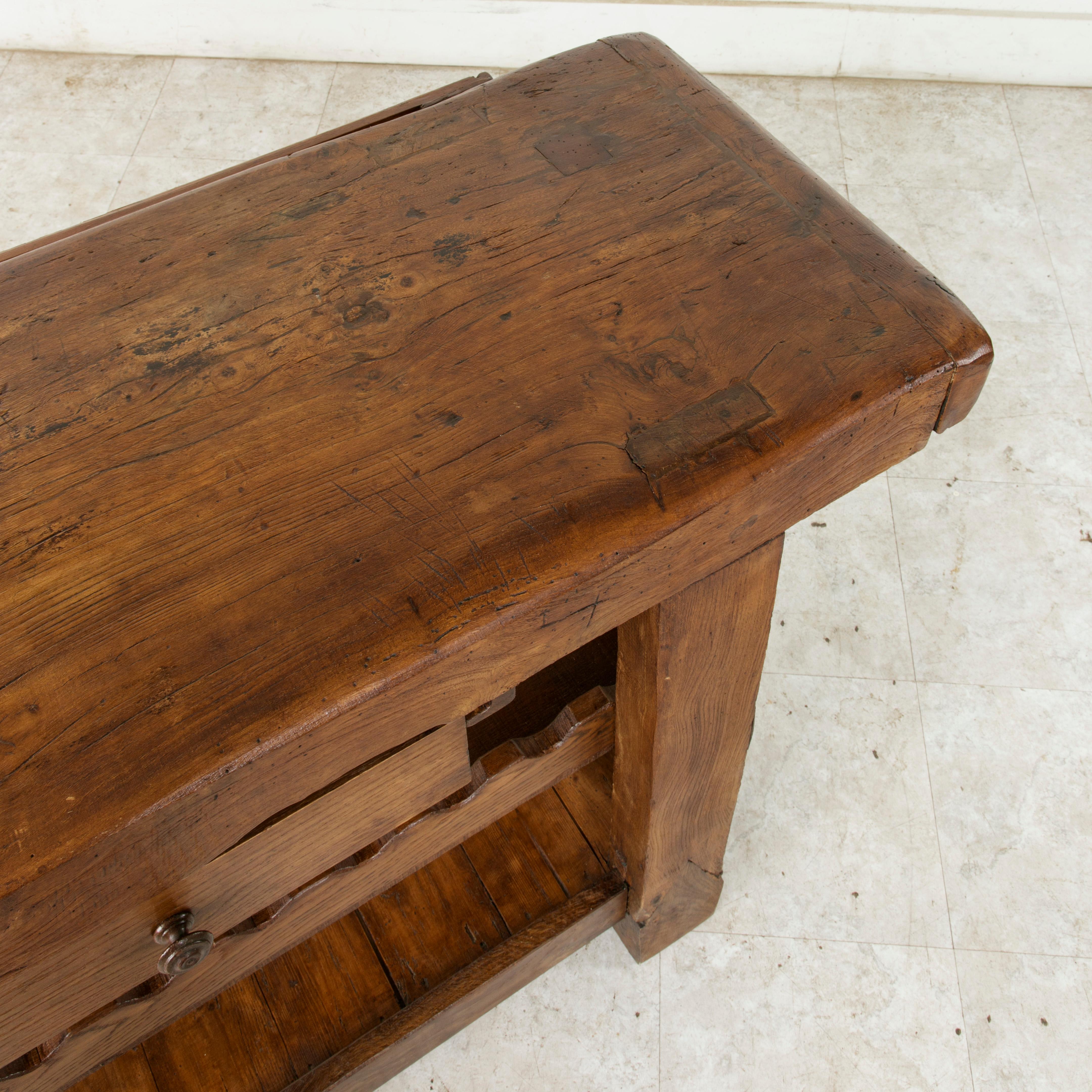 Late 19th Century French Oak Work Bench, Console Table, Sofa Table, or Dry Bar 5
