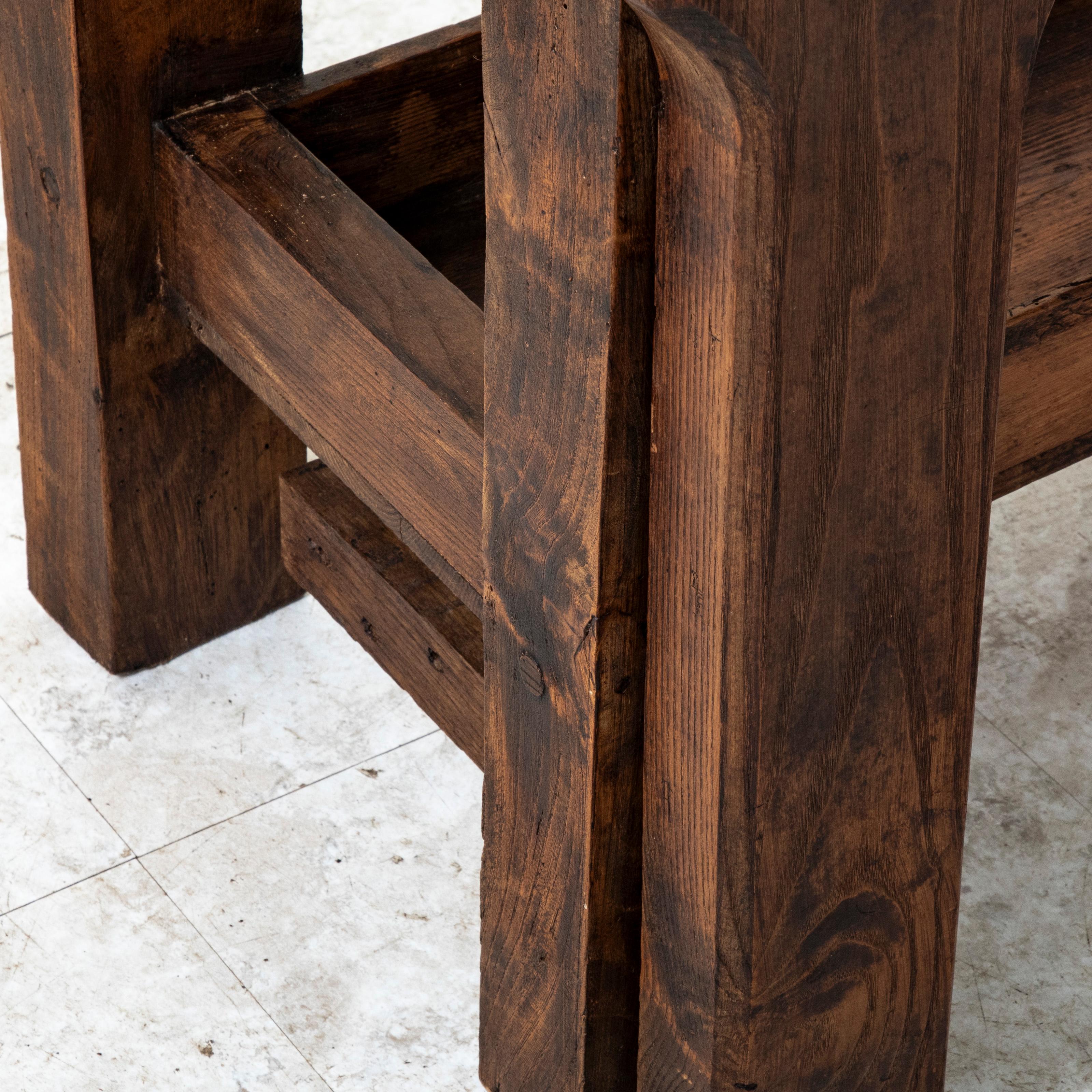 Late 19th Century French Oak Workbench with Vise, Console Table, Sofa Table For Sale 11