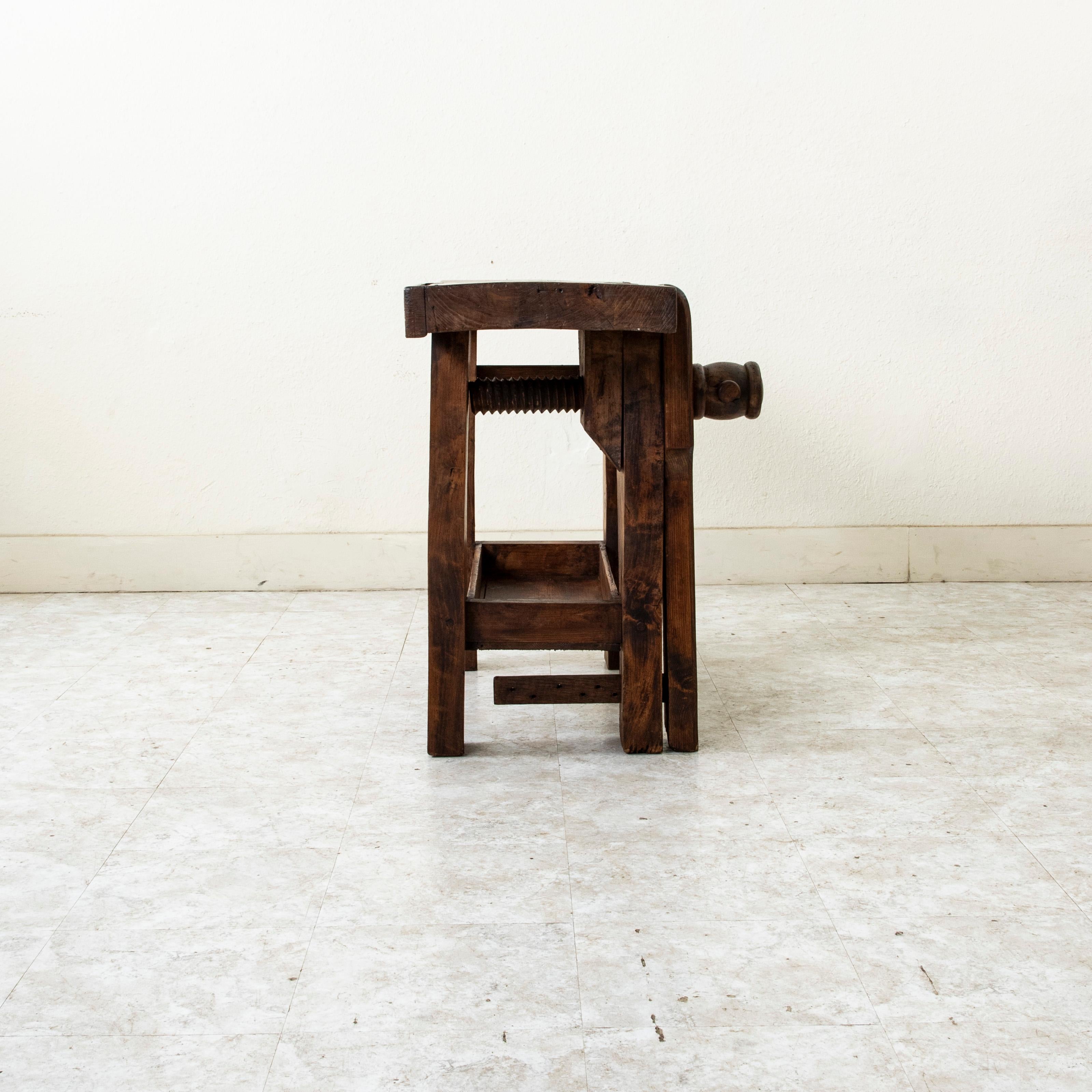 Late 19th Century French Oak Workbench with Vise, Console Table, Sofa Table For Sale 2