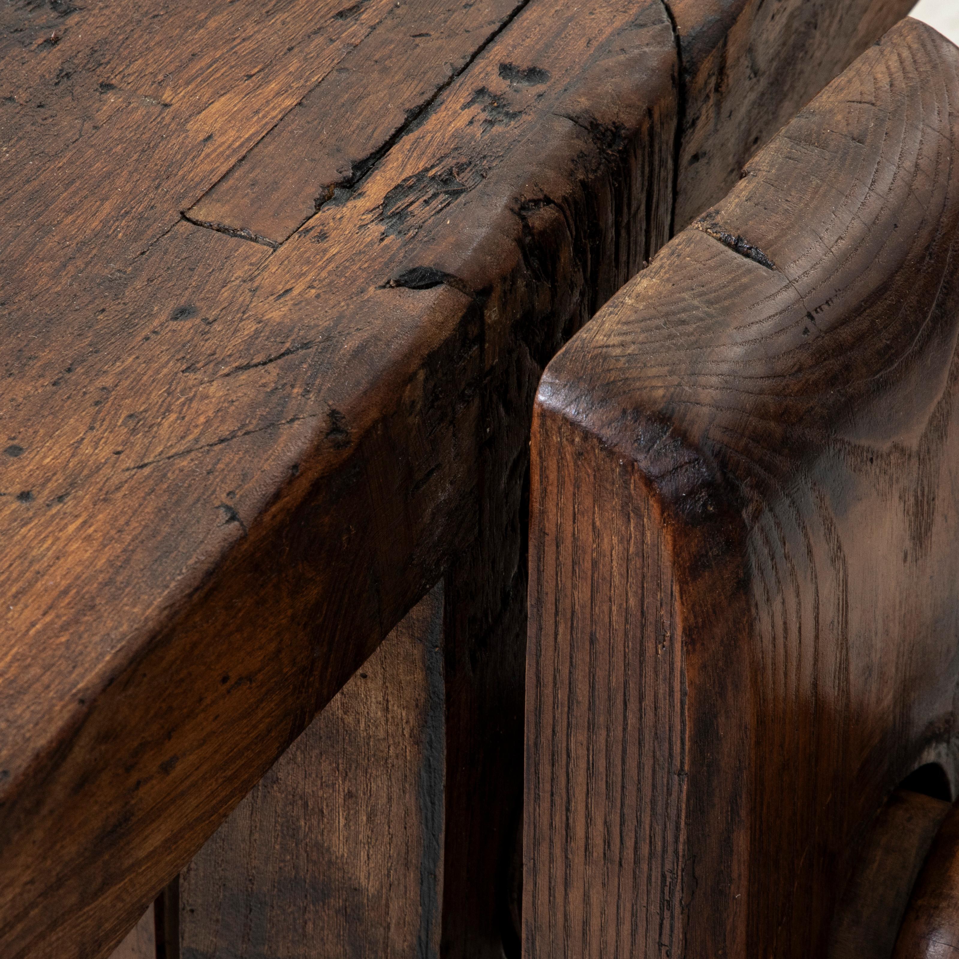 Late 19th Century French Oak Workbench with Vise, Console Table, Sofa Table For Sale 4