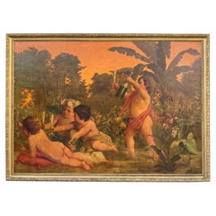 Late 19th Century French Oil on Canvas Painting of Cupids, France, 1889