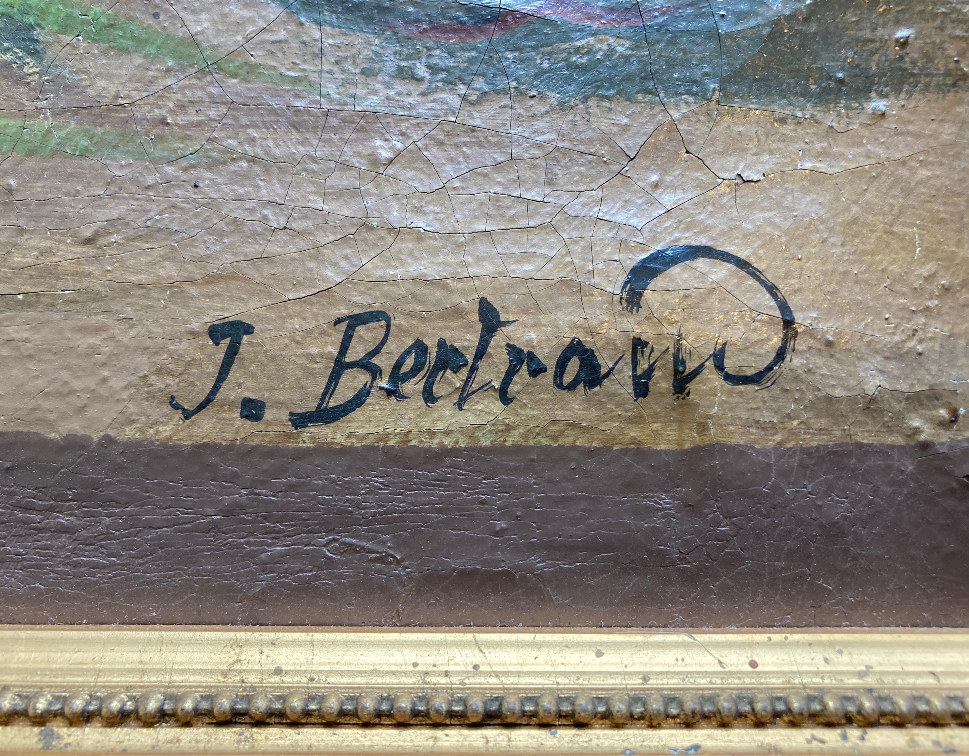 Französisches Öl-Stillleben auf Stretched-Leinwand von J. Bertrand, spätes 19. Jahrhundert  (Handbemalt) im Angebot
