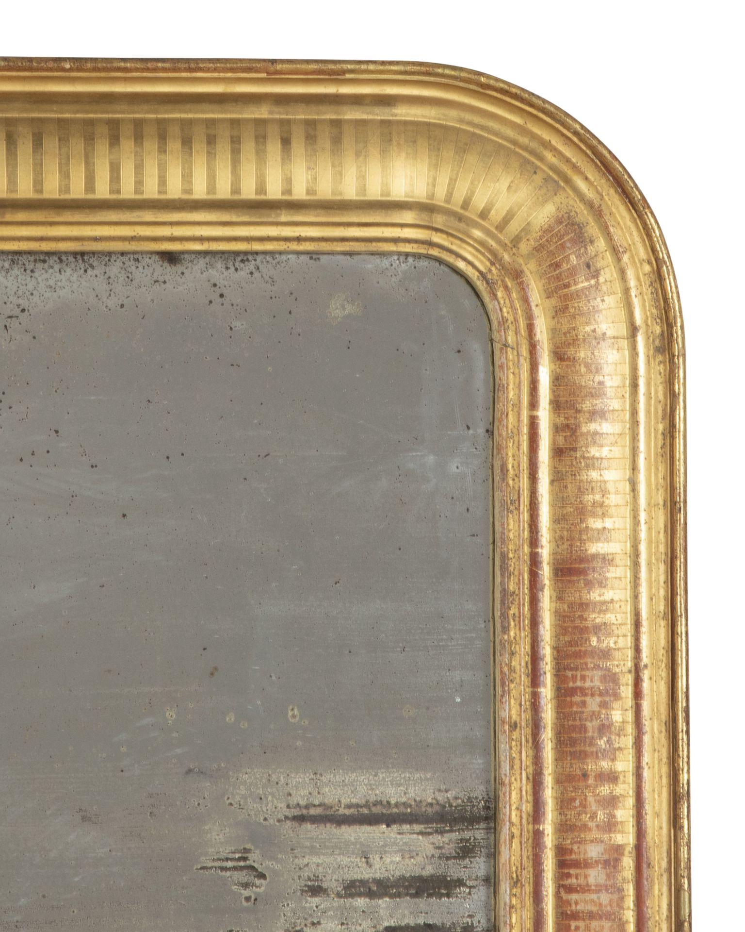 Miroir doré original français de la fin du 19e siècle Bon état - En vente à Tetbury, Gloucestershire