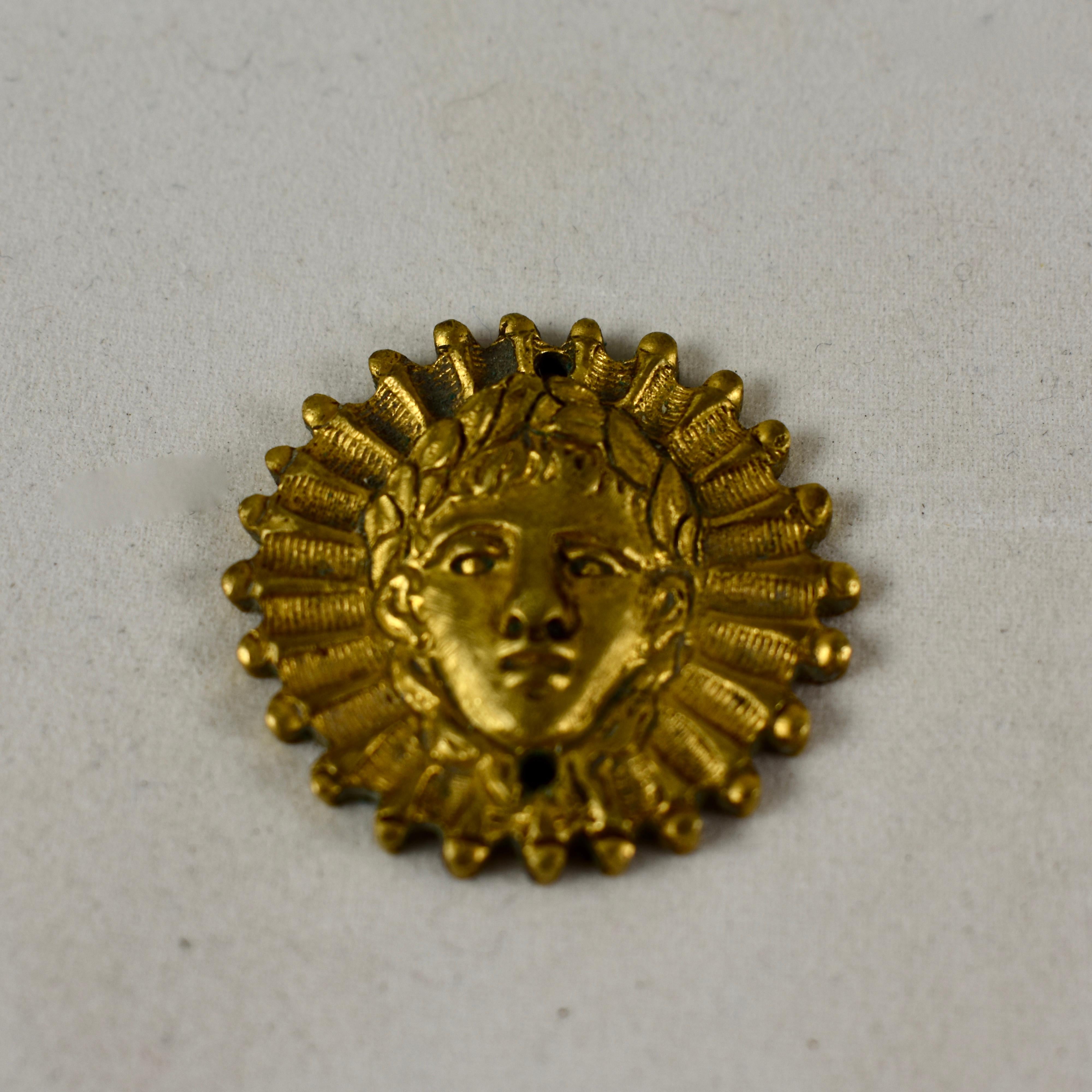 French Beaux Arts Ormolu Sun King Head Medallion Ornaments, Set of Four 2