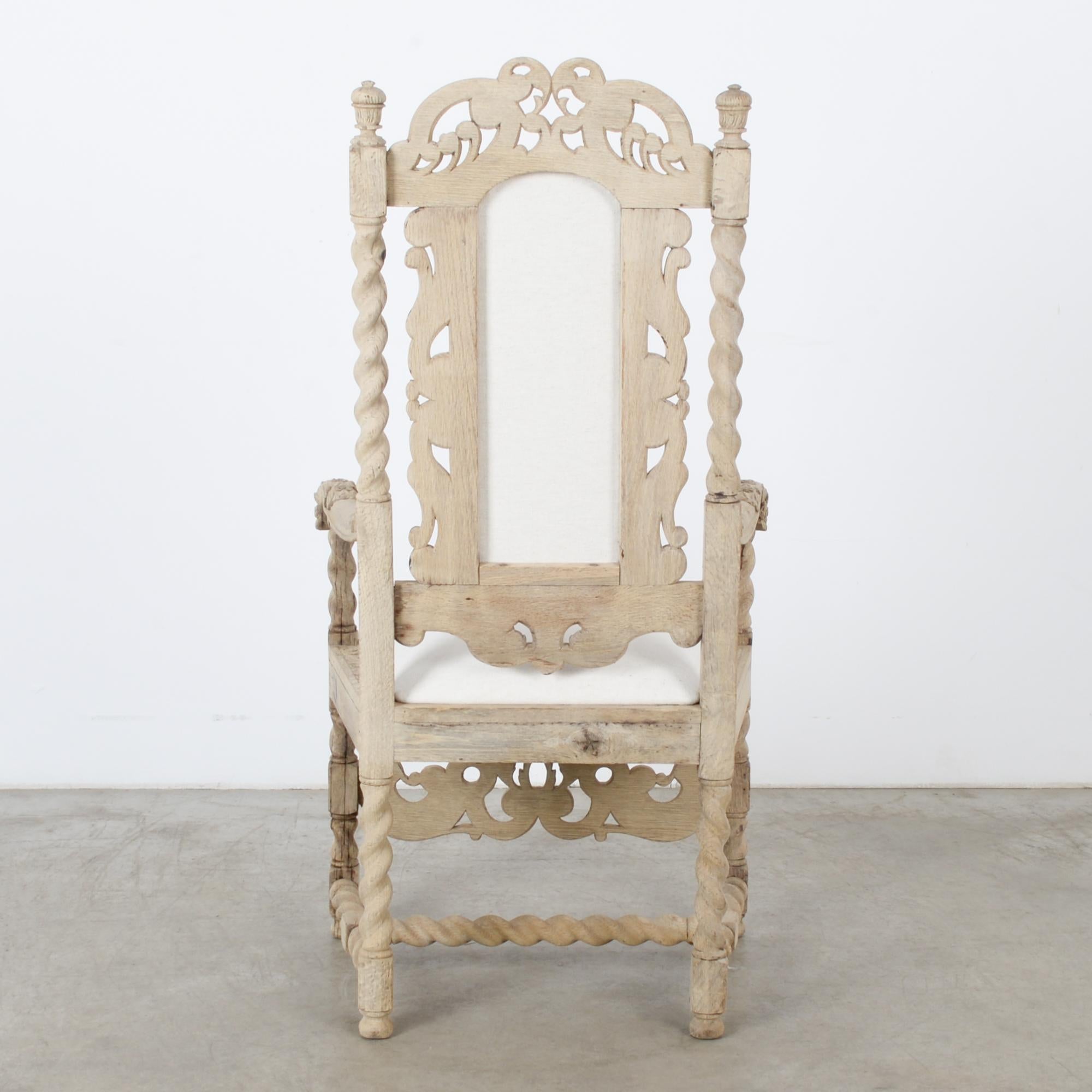 Late 19th Century French Ornate Oak Armchair In Good Condition In High Point, NC