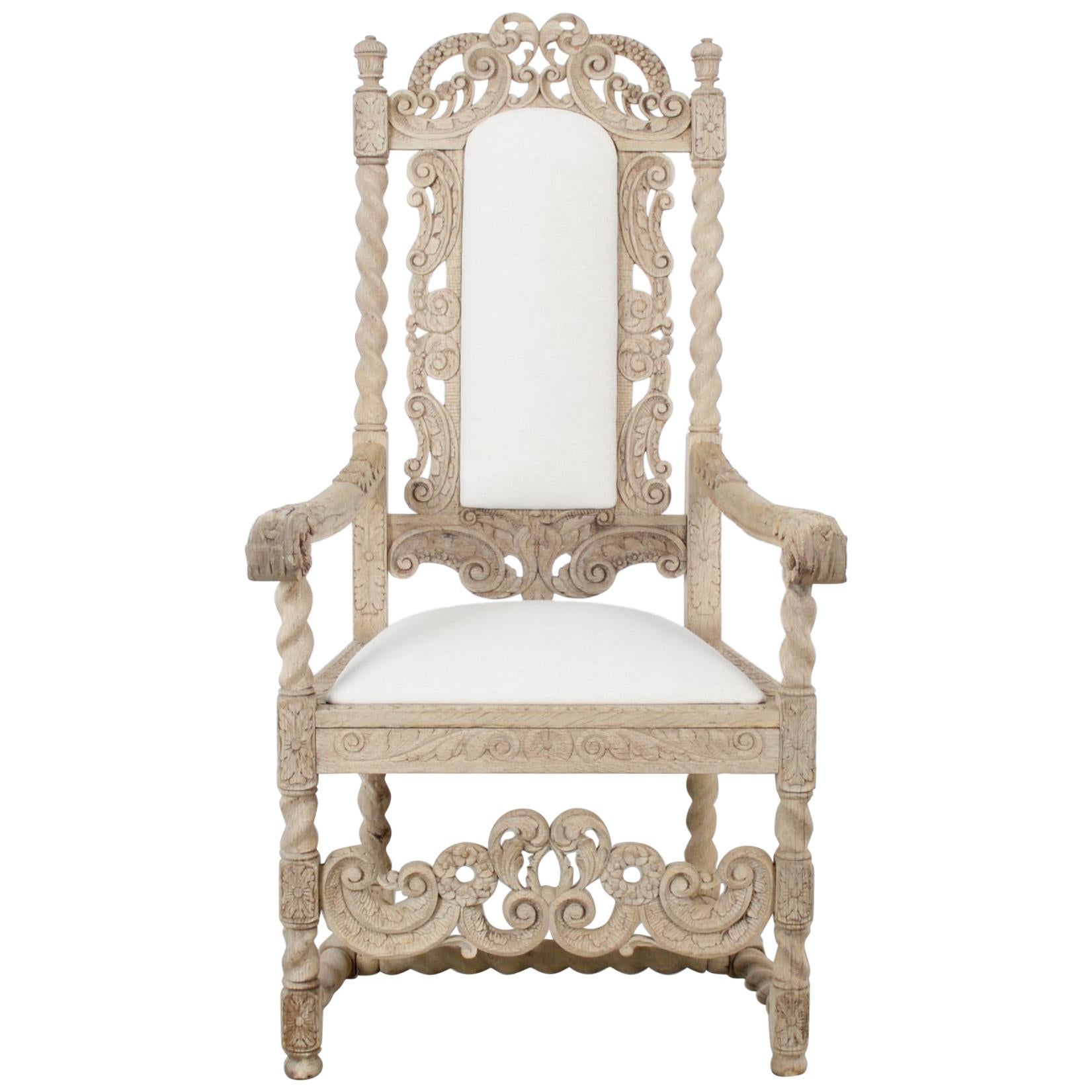 Late 19th Century French Ornate Oak Armchair