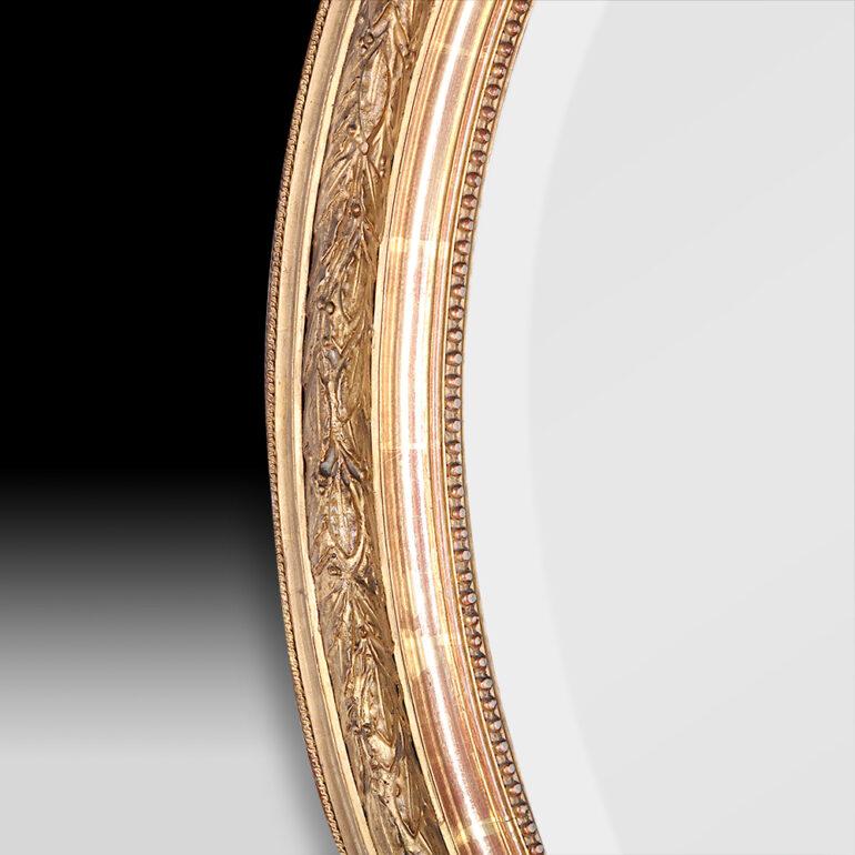 Giltwood Late 19th Century French Oval Gilt Framed Louis XVI Mirror