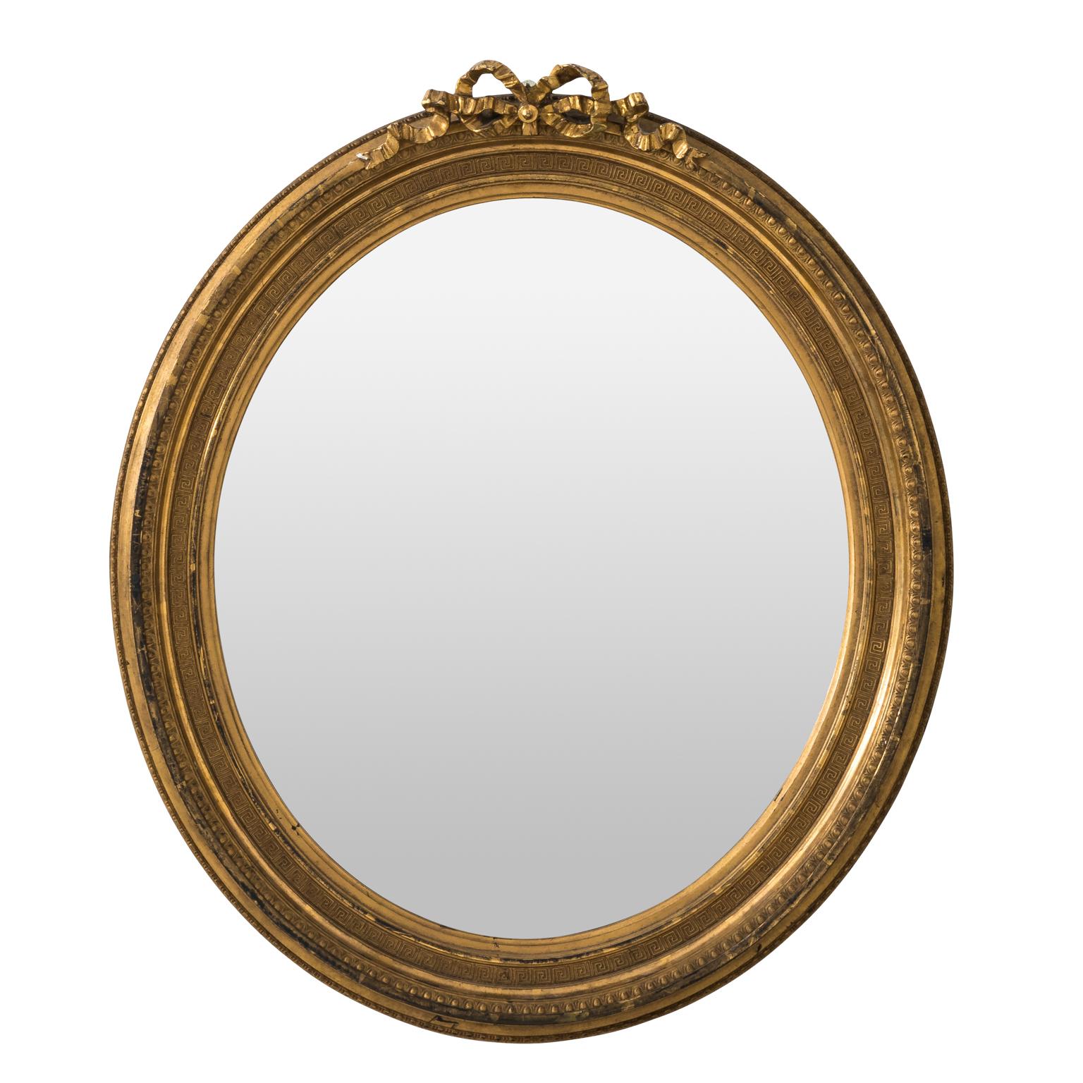 Late 19th Century French Oval Gilt Mirror