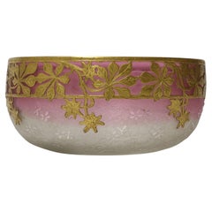 Late 19th century French overlaid and acid etched glass bowl circa 1900