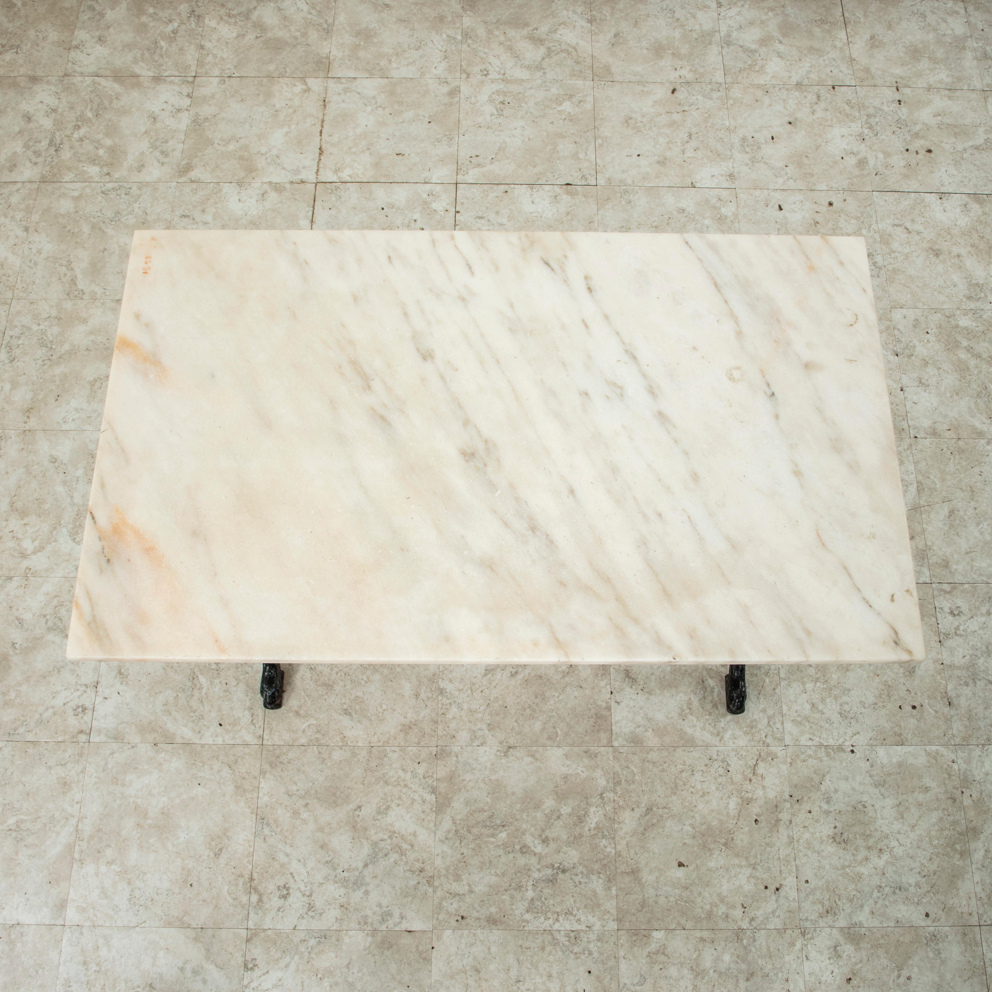 Late 19th Century French Painted Cast Iron and Marble Bistro Table, Garden Table For Sale 8