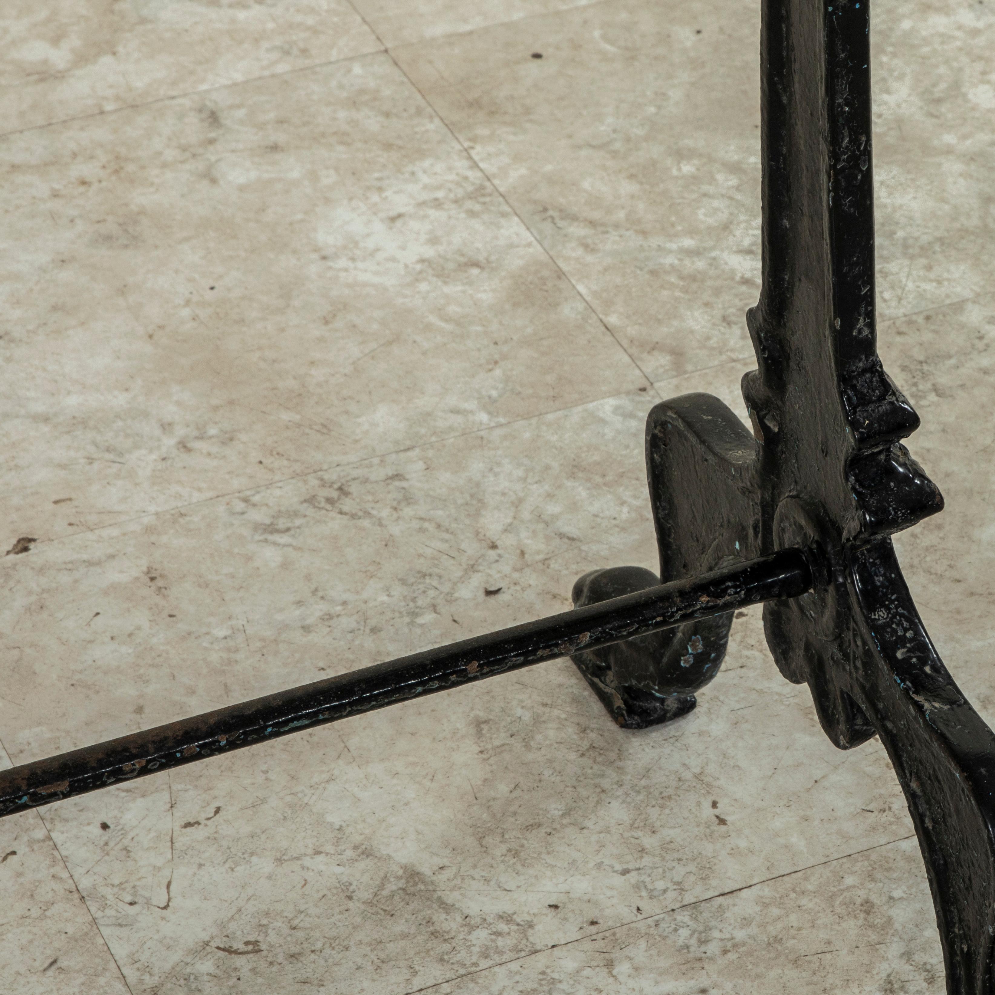 Late 19th Century French Painted Cast Iron and Marble Bistro Table, Garden Table For Sale 11