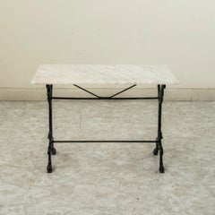 Late 19th Century French Painted Cast Iron and Marble Bistro Table, Garden Table